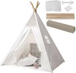 Anttyscar Teepee Tent for Kids Indoor Tents With Inner Pocket,Unique Reinforcement Part - Foldable Play Tent Canvas Childrens Tents for Girls & Boys,Portable Indoor/Outdoor Tipi Play Tent