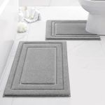 HOMEIDEAS Bathroom Rugs Sets 2 Piece, Super Soft and Absorbent Non Slip Microfiber U-Shaped Toilet Bath Mat Set (20"x32"+U20 x24, Grey)