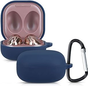 kwmobile Custodia Silicone Cuffie Compatibile con Samsung Galaxy Buds 2 Pro/Buds 2 / Buds Live Cover - Custodia Porta Auricolari con Moschettone - Case blu scuro
