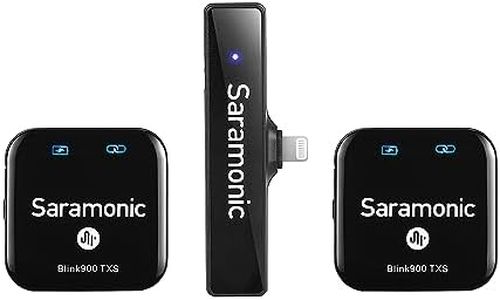 Saramonic Blink900 S4 Wireless Lavalier Microphone for iPhone iPad Phone Dual-channel, 6H Battery Life, 656ft Transmission, Wireless Lapel Lightning Clip-On Mic for Video Recording Vlog Live Streaming
