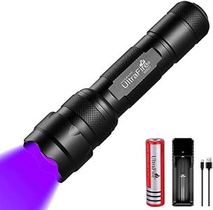 ULTRAFIRE UV LED Torch 395-405nm Blacklight Zoomable Flashlight With 2600mAh Rechargeable Battery and Charger, Mini Light for Curing Glue, Pet Urine Stains