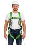 CF IND Full Body Safety Harness, Industrial Fall Protection Equipment with Double Rope and Hooks, Heavy-Duty Construction Safety Belt, Height Work PPE Kit