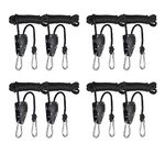 iPower GLROPEMG4X4 4-Pair 1/4 Inch 8-Feet Long Heavy Adjustable Duty Rope Clip Hanger Reinforced Metal, Black
