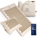 Acupressure Mat and Pillow Massage Set - by DoSensePro - Acupressure Mattress for Neck and Back Pain - Relieve Sciatic, Headaches, Aches at Pressure Points - Natural Sleeping Aid (Natural Linen)