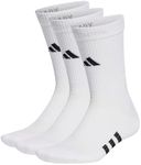 adidas Unisex Performance Cushioned Crew Socks 3 Pairs, White/White/White, 6.5-8