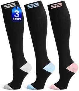 SB SOX 3-Pair Compression Socks, 15-20mmHg (L/XL, 05 – Multi-color)
