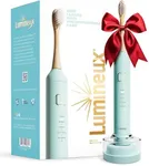 Lumineux Sonic Electric Toothbrush for Adults - Bamboo Heads - Crystalline (Light Blue) - Includes 2 Super Soft Bristle Bamboo Tooth Brush Heads, Charging Station & USB Charge Cord - Rechargeable