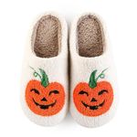 Puimentiua Pumpkin Slippers,Halloween Slippers,Slippers Women,Warm Cloud Slippers Cartoon Soft Home Slides for Indoor Or Outdoor（Pumpkin/Yellow）