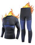 Thermal Underwear for Men Long Johns for Men, Base Layer Men for Cold Weather Black-blue