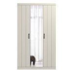 Galano Allington 3 Door Wardrobe with Mirror - Stylish & Sturdy Wardrobe - Bedrrom Furniture with Hanging Rail Storage (Light Grey)