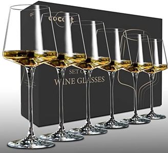 coccot Wine Glasses Set of 6,Crystal White Wine Glasses ,Red Wine Glass Set,Long stem Wine Glasses,Clear Lead-Free Premium Blown Glassware (18.5oz,6 pack)