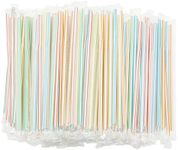 Stockroom Plus Plastic Flexible Drinking Straws, Striped Disposable Individually Wrapped (7.75 In, 500 Pieces)