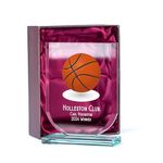 ukgiftstoreonline Personalised Basketball Trophy Shield Award Large 15cm Jade Glass