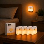 One94Store Rechargeable Motion Sensor Light (Pack of 4), Warm White LED Night Lamp with Auto On/Off, 600mAh Battery, USB Charging Light for Bedroom, Wardrobe, Stairs & Cabinet