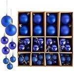 THE TWIDDLERS – 50-Pack Blue Christmas Baubles - Various Sizes and Finishes - 6cm, 4cm, 3cm - Matte, Glossy, and Glitter Designs for Tree Decorations