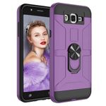 Jeylly Galaxy J7 Case, [Shock Proof] [Purple] Dual Layer Defender Protective Scratch Absorbing Hybrid Rubber Plastic Impact Defender Rugged Hard Case Cover Shield for Samsung Galaxy J7 Released 2015