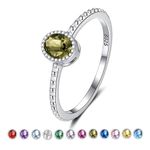 Adorable August Birthstone Stackable Rings for Girls: Sterling Silver Olive Women Stacking Ring Promise Ring Size 4 for Teens Daughter Friend - Christmas Anniversary Birthday Gifts Jewelry