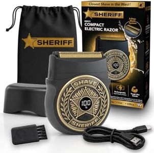 Shave Sheriff Men's Waterproof Titanium Electric Razor with Travel Pouch