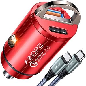 Car Accessories Fast Car Charger [PD45W & QC45W], AINOPE USB C Car Charger Fast Charging with 3.3ft Nylon Type C Cable,Mini Cigarette Lighter USB Charger PD&QC3.0 for Samsung S22,Piexl 7 Pro,iPad Pro
