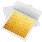 Gold Leaf, 30 Sheet 6 x 6cm Sheets Gold Leafing Sheets Foil Paper for Cake Chocolates Decorating Gilding Bakery Pastry Cooking Spa DIY Art Craft Work Beauty Routine