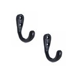 FAPBADRI Multipurpose Hooks, Used to Hang Clothes, Bags, Coats, Curtain Hold Backs, Keys, Colour - Black, Material - Aluminium, Screws and Wallplugs Included, Pack of 4 Pieces