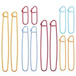 WLLHYF 12 PCS Knitting Stitch Holder Set, 6 Size Colorful Zinc Alloy Yarn Stitch Holder Set Needles Practical Knitting Crochet Tools for Manual DIY Blankets Knitting Project