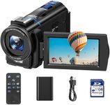 CAMWORLD 4K Video Camera Camcorder 48MP YouTube Vlogging Camera Night Vision 3” 270° Rotatable Touchscreen Podcast Camcorder Video Recorder with 32GB SD Card, Batteries, Remote Control