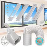 Kerykwan Portable Air Conditioner Window Vent Kit with 5.9” Exhaust Hose Adjustable Portable AC Window Kit for Ducting Universal Portable AC Seal Panel for Horizontal&Vertical Window