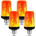 AUAUY LED Flame Light Bulb, 3W E27 Flame Effect Light Bulb, 1400K, Flickering Bulbs, 3 Lighting Modes, Decorative LED Lamps for Home, Garden, Bar, Halloween, Christmas (4 Pcs) [Energy Class G]