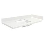 Transolid VT24.5x22-1KU-3A-A-W-8 24.5 in. D Quartz Vanity Top with 8 in. Widespread and Rectangular Undermount Sink, Milan White