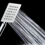 Yolococa Stainless Steel Handheld Shower Head Spray Face Ultra-Thin High Pressure Water-Saving Nozzle(Square)