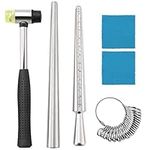 AMGSH Ring Mandrel Sizer Tool with Metal Mandrel Finger Sizing Measuring Stick and Ring Sizer Guage of 27 PCS Circle Models Jewelry Sizer Tool and Rubber Jewelers Hammer