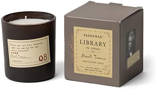 Paddywax Library Collection Mark Twain Scented Soy Wax Candle, 6.5-Ounce, Tobacco Flowers & Vanilla