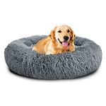 Mirkoo Dog Beds Calming Donut Pet Bed Washable Anti Anxiety Faux Fur Pet Bed, Round Fluffy Plush Dog Bed for Large Medium Small Dogs (L/XL/XXL/XXXL)