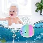 Baby Bath Toys Electric Whale Water Spray Ball with Flashing Color Changing Light Bathroom Sprinkler Toys Tub Gift for Baby Infant Toddler Child Kid Bathroom Shower Game Swimming Pool Party