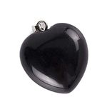 REBUY Black Tourmaline Stone Pendant Reiki Healing and Crystal Healing Heart Shape Stone Pendant for Men & Women