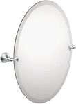 Moen Glenshire Chrome 26 x 22-Inch Frameless Pivoting Bathroom Mirror, Wall Mounted Oval Tilting Mirror for Bath, Vanity, DN2692CH