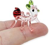 WitnyStore Tiny 1" Long Red Ant with Green Antennae Figurine - Miniature Hand Blown Glass Formicidae Invertebrate Insects Colorful Crystal Animals Decorative Collectible Figurines Home Décor Gifts