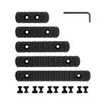 5Packs Polymer ML-o-k Picatinny Rail,5-Slot 7-Slot 9-Slot 11-Slot 13-Slot Lightweight Rail Section Accessories with 10 T-Nuts, 10 Screws and 1 Pcs Wrench (Black)