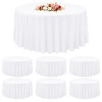 6 Packs White Round Table Cloth 120 Inch Circular Table Cloth Stain and Resistant Washable Polyester Round Tablecloth Table Cover for Wedding,Birthday, Parties,Banquet, Dinner Tables Decorate