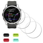 iDaPro [4 Pack Screen Protector for Garmin fenix 7S Solar / 7S / 7S Sapphire Solar Watch + Silicone Anti-dust Plugs Tempered Glass Anti-Scratch Bubble-Free