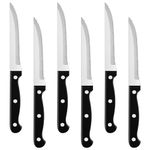 Joyfair Steak Knives Set of 6, Stainless Steel Steak Knives with Serrated Edge, Utility Table Dinner Knives Ideal for Steak Bread Meat Cake Vegetable, Dishwasher Safe & Ergonomic Handle, 22cm