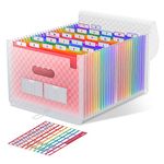 ThinkTex Accordion‌ File Organiser, 26 Pockets Expanding File Folders, Monthly Bill Receipt Documents Organiser, Colorful Tabs, Letter/A4 Size