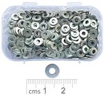 Jaset Innovations Hardware Plain Flat Washers – # 3x8 – 3mm Inner Diameter, 8mm Outer Diameter – White Zinc Plated – 500 pieces