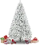 6FT Flocked Christmas Tree, Artificial Christmas Tree, Realistic Frosted Christmas Tree, Foldable Metal Stand, Easy Assembly, Premium Outdoor Xmas Tree for Home Office Party Decoration