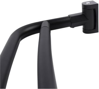 JS Jackson Supplies Double Curved Shower Rod, Metal Construction, Adjustable Between 44 to 70 Inches, Aluminum Rods and Zinc Mounting Hardware, Quality Modern Bathware, Black Finish