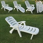 AMAZE" Folding Swimming Pool Farm House Garden Sun Bed Beach Lounger Beach Bed Beach Lounger Chair - Plastic - White