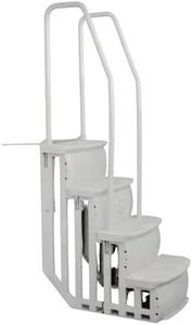 Main Access 200601T 26 Inch Wide iStep Above Ground Swimming Pool Step Ladder No Swim Zone and Flow Through Step Entry System, Taupe