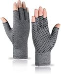 VITTO - Fingerless Gloves with Grips - Providing Warmth and Compression to Help Circulation, 1x Pair - Grey, Medium