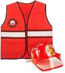 Tigerdoe Fireman Costume - Construction Costume - Occupation Costume (Red Fireman Hat and Vest)